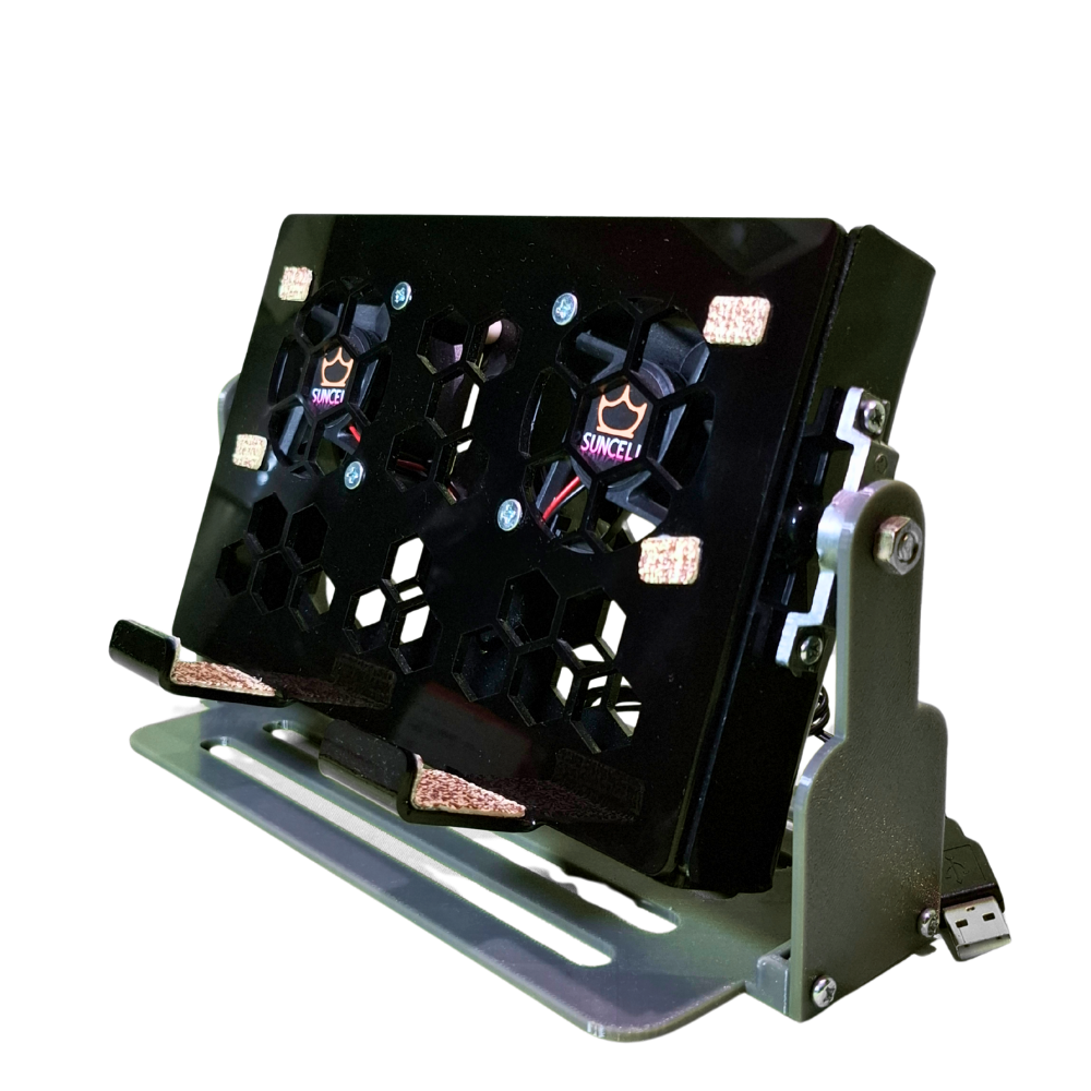 Table fan with phone stand