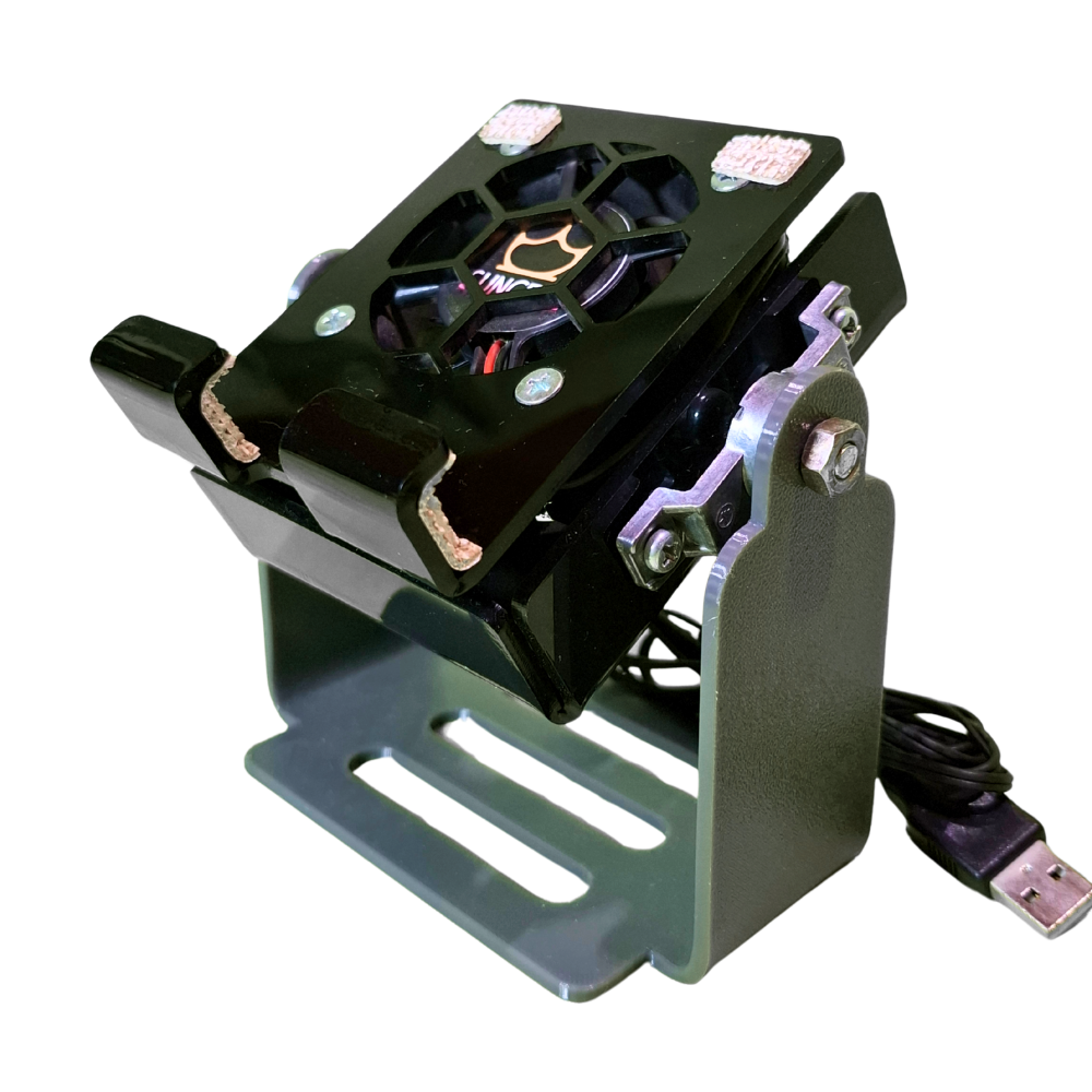 Table fan with phone stand